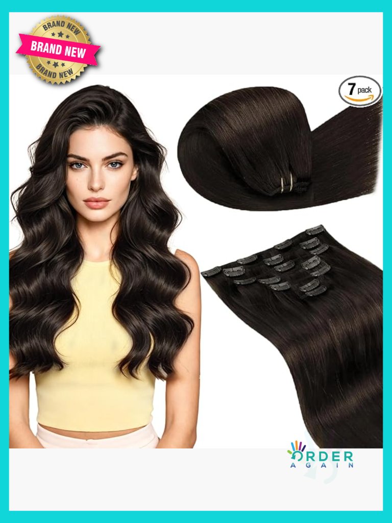 Clip-In Real Human Hair Extensions Long Hair 7pcs 16 Clips Volume